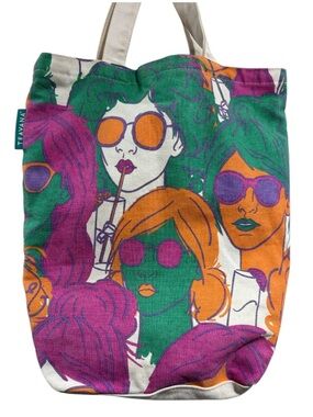 Teavana colorfu Graphic Tote Bag canvas book bag reusable durable